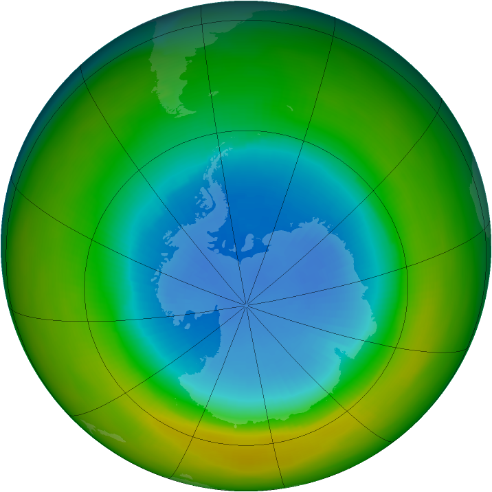 Antarctic ozone map for September 1982